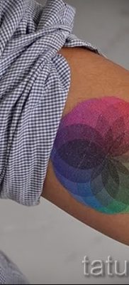 Интересный пример наколки радуга на фотографии – для публикации про историю рисунка радуги в тату