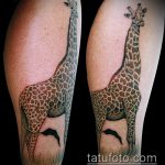 Прикольный вариант выполненной татуировки жираф – рисунок подойдет для тату жираф ёжик жираф