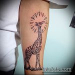 Оригинальный пример существующей татуировки жираф – рисунок подойдет для тату жираф в очках