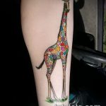 Крутой пример готовой наколки жираф – рисунок подойдет для тату жираф на акуле