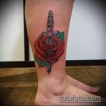 Уникальный пример готовой тату кинжал и роза – рисунок подойдет для тату кинжал и роза белая