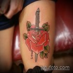Крутой вариант готовой тату кинжал и роза – рисунок подойдет для тату кинжал и роза и череп