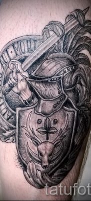 Фотография удачной татуировки щит и меч для публикации про значение тату щит с мечем