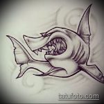 Крутой пример эскиза наколки АКУЛА – рисунок подойдет для тату акулы плече