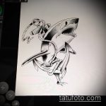 Оригинальный вариант эскиза наколки АКУЛА – рисунок подойдет для тату акулы плече