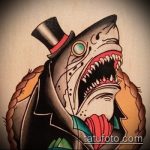 Прикольный вариант эскиза тату АКУЛА – рисунок подойдет для тату акула олд скул
