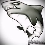 Уникальный пример эскиза наколки АКУЛА – рисунок подойдет для пасть акулы тату
