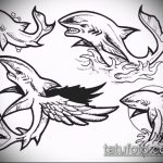 Интересный пример эскиза тату АКУЛА – рисунок подойдет для тату акула шее