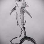 Классный пример эскиза татуировки АКУЛА – рисунок подойдет для тату акулы ноге