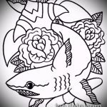 Интересный вариант эскиза наколки АКУЛА – рисунок подойдет для тату акула шее
