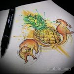 Интересный пример эскиза татуировки АНАНАС – рисунок подойдет для тату ананас на запястье