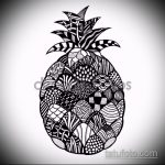 Классный пример эскиза татуировки АНАНАС – рисунок подойдет для тату ананас на бедре