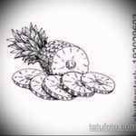 Интересный вариант эскиза наколки АНАНАС – рисунок подойдет для тату ананас на запястье