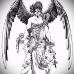 Классный вариант эскиза тату ангел и демон – рисунок подойдет для тату ангел и демон на плечах