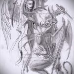 Оригинальный вариант эскиза тату ангел и демон – рисунок подойдет для тату ангел и демон на руке