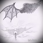 Прикольный вариант эскиза наколки ангел и демон – рисунок подойдет для тату ангел и демон на плече