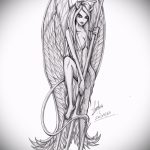 Классный вариант эскиза наколки ангел и демон – рисунок подойдет для тату ангел и демон на плечах