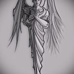 Интересный вариант эскиза татуировки ангел и демон – рисунок подойдет для тату ангел и демон в одном