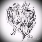 Зачетный вариант эскиза наколки ангел и демон – рисунок подойдет для тату близнецы ангел и демон