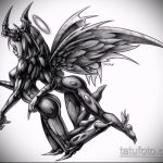 Уникальный пример эскиза тату ангел и демон – рисунок подойдет для тату на спине ангел и демон