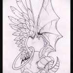 Уникальный вариант эскиза татуировки ангел и демон – рисунок подойдет для тату ангел и демон девушки