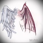Оригинальный пример эскиза наколки ангел и демон – рисунок подойдет для тату ангел и демон на запястьетату ангел и демон на спине