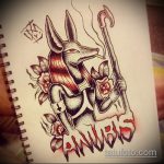 Оригинальный пример эскиза тату Анубис – рисунок подойдет для tattoo anubis