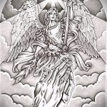 Уникальный вариант эскиза тату Архангел Михаил – рисунок подойдет для тату архангела михаила с мечом