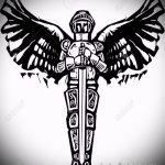 Интересный пример эскиза наколки Архангел Михаил – рисунок подойдет для тату архангел михаил на спине
