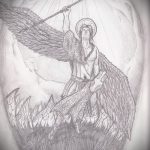 Зачетный пример эскиза татуировки Архангел Михаил – рисунок подойдет для тату архангел михаил надпись