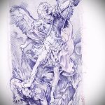 Уникальный пример эскиза наколки Архангел Михаил – рисунок подойдет для архангел михаил тату на руке
