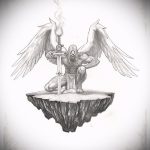 Интересный вариант эскиза тату Архангел Михаил – рисунок подойдет для тату архангел михаил на боку