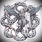 Прикольный пример эскиза татуировки Архангел Михаил – рисунок подойдет для тату архангел михаил на зоне