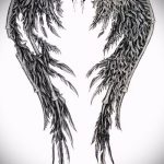 Интересный эскиз татуировки крылья – рисунок наколки крыло подойдет для тату расправленные крылья