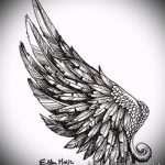 Классный эскиз тату крылья – рисунок наколки крыло подойдет для тату меч с крыльями