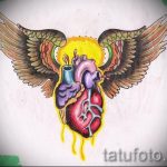 Интересный эскиз татуировки крылья – рисунок наколки крыло подойдет для тату крест с крыльями на спине