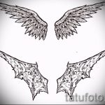 Интересный эскиз татуировки крылья – рисунок наколки крыло подойдет для тату крылья значение