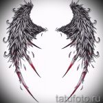 Интересный эскиз татуировки крылья – рисунок наколки крыло подойдет для тату крылья у мужчин