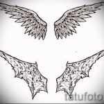 Необычный эскиз татуировки крылья – рисунок тату крыло подойдет для тату крылья на спине женские
