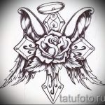 Крутой эскиз татуировки крылья – рисунок наколки крыло подойдет для тату крест с крыльями на спине