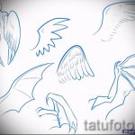 Необычный эскиз татуировки крылья – рисунок тату крыло подойдет для под крылом ангела тату фото