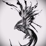 Классный эскиз наколки феникс – оригинальный рисунок для использования как эскиз для татуировки с огненной птицей