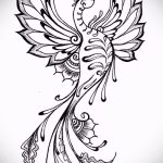 Интересный эскиз татуировки феникс – эксклюзивный рисунок для использования как эскиз для тату с огненной птицей