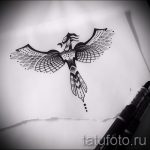 Необычный эскиз наколки феникс – оригинальный рисунок для использования как эскиз для тату с огненной птицей