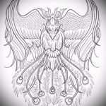 Интересный эскиз татуировки феникс – красивый рисунок для использования как эскиз для татуировки с фениксом