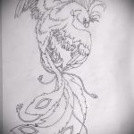Классный эскиз тату феникс – стильный рисунок для использования как эскиз для татуировки с огненной птицей