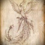 Эксклюзивный эскиз наколки феникс – красивый рисунок для использования как эскиз для тату с огненной птицей