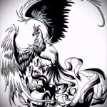 Эксклюзивный эскиз наколки феникс – оригинальный рисунок для использования как эскиз для тату с огненной птицей