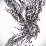 Интересный эскиз татуировки феникс – красивый рисунок для использования как эскиз для тату с огненной птицей