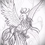 Классный эскиз татуировки феникс – красивый рисунок для использования как эскиз для тату с фениксом